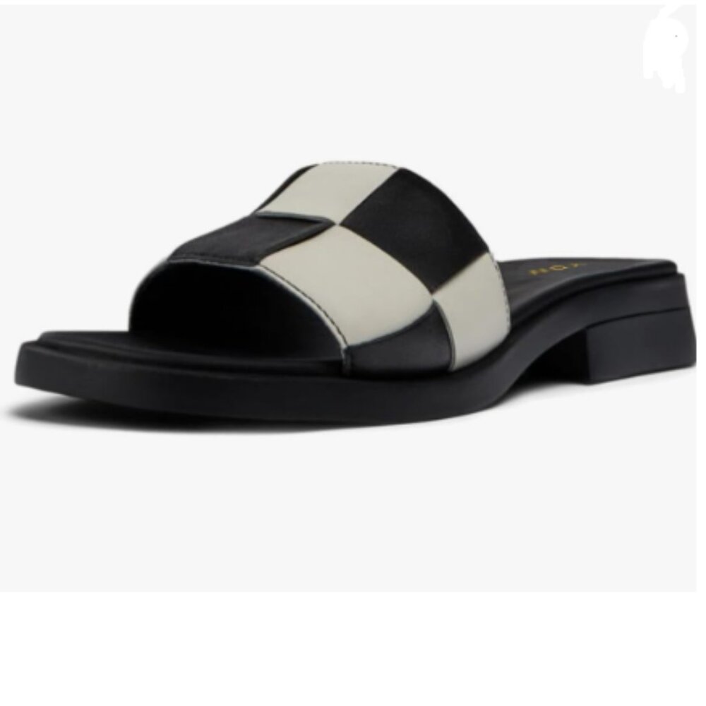 Ydn Black Open Square Toe Slip On Slides Sandal C… - image 1